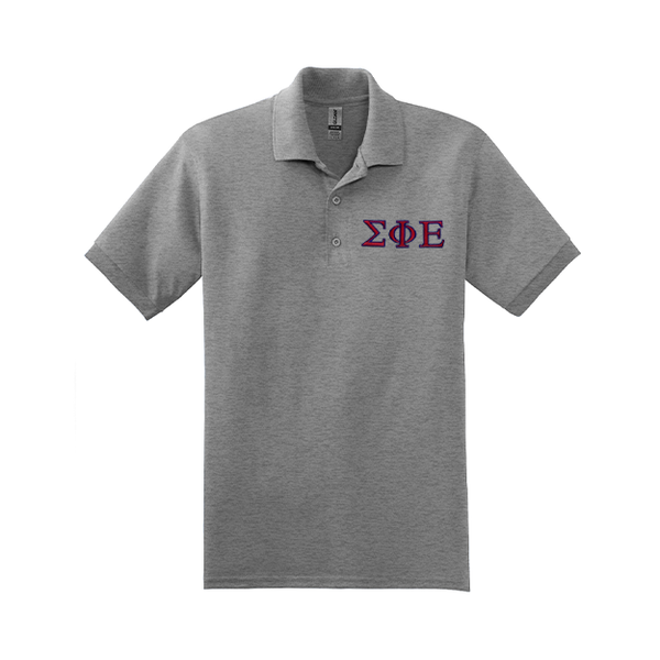 Sigma Phi Epsilon Fraternity Embroidered Greek Letter Gildan Polo