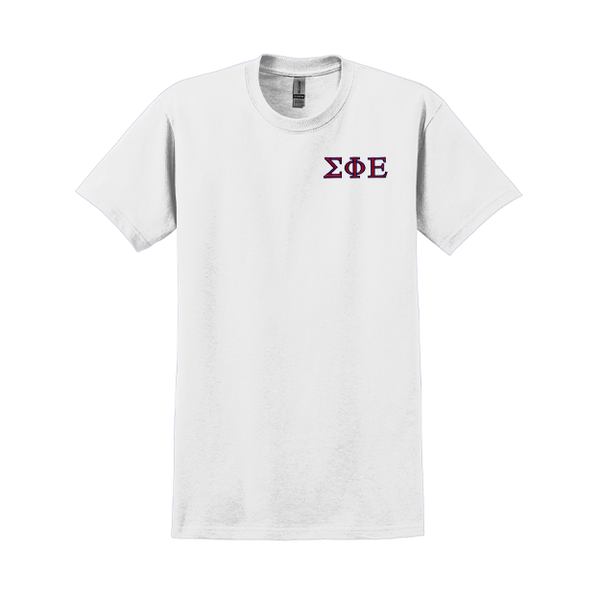 Sigma Phi Epsilon Fraternity Embroidered Greek Letter Gildan T-shirt
