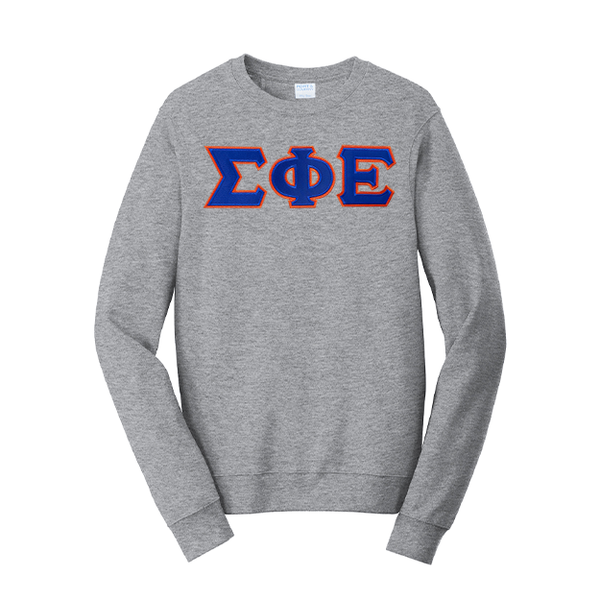 Premium Sigma Phi Epsilon Satin Stitch Sewn on Greek Letter Fan Favorite Port and Company Crewneck Sweatshirt