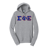 Premium Sigma Phi Epsilon Fraternity Satin Stitch Sewn on Greek Letter Fan Favorite Port and Company Hoodie