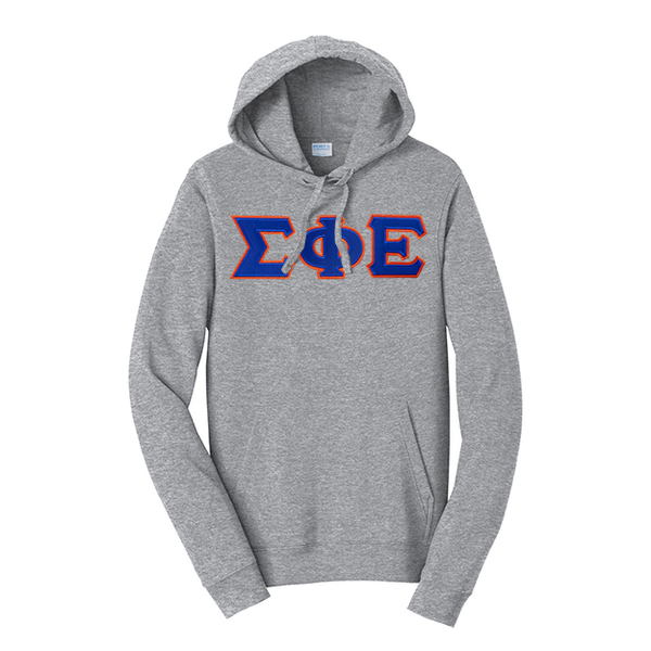 Premium Sigma Phi Epsilon Fraternity Satin Stitch Sewn on Greek Letter Fan Favorite Port and Company Hoodie