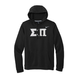 Wear your Sigma Pi letters on this classic Nike hoodie. Your distinctive ΣΠ Greek letters are sewn on using high-quality satin stitching for a lasting, prominent tackle twill display