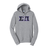 Premium Sigma Pi Fraternity Satin Stitch Sewn on Greek Letter Fan Favorite Port and Company Hoodie