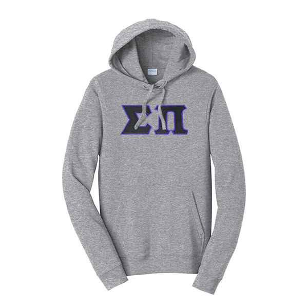 Premium Sigma Pi Fraternity Satin Stitch Sewn on Greek Letter Fan Favorite Port and Company Hoodie
