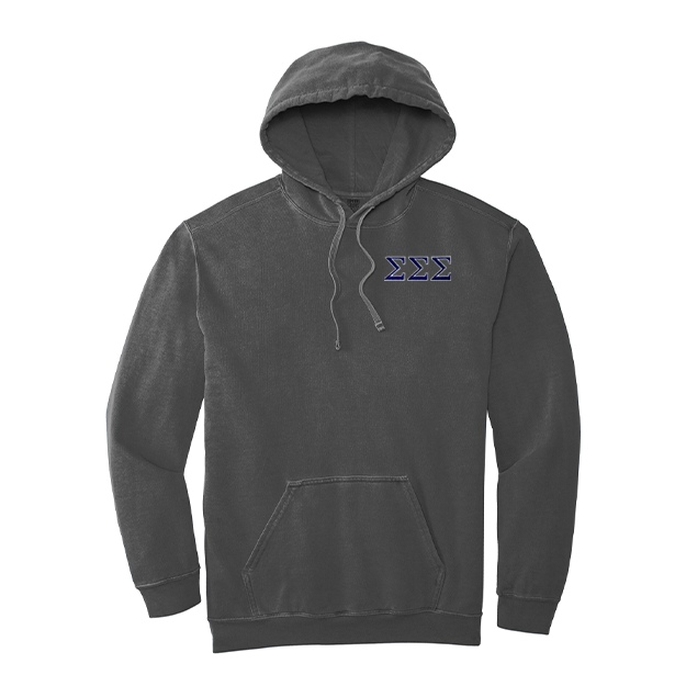 Sigma Sigma Sigma Sorority Comfort Colors Embroidered Greek Letter Hooded Sweatshirt