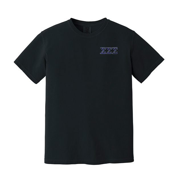 Sigma Sigma Sigma Sorority Embroidered Greek Letter Comfort Colors T-shirt