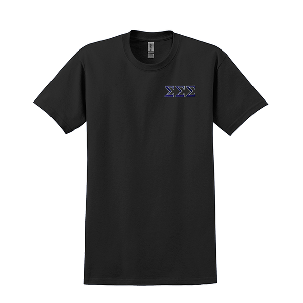 Sigma Sigma Sigma Sorority Embroidered Greek Letter Gildan T-shirt