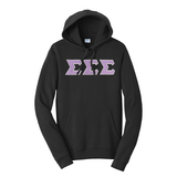 Premium Sigma Sigma Sigma Sorority Satin Stitch Sewn on Greek Letter Fan Favorite Port and Company Hoodie