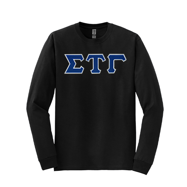 Sigma Tau Gamma Fraternity Sewn on Greek Letter Gildan Long Sleeve T-shirt