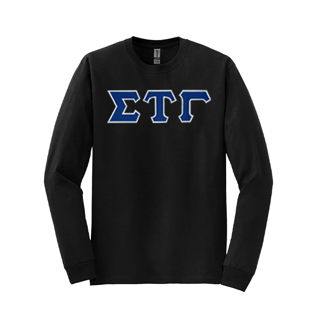 Sigma Tau Gamma Fraternity Sewn on Greek Letter Gildan Long Sleeve T-shirt