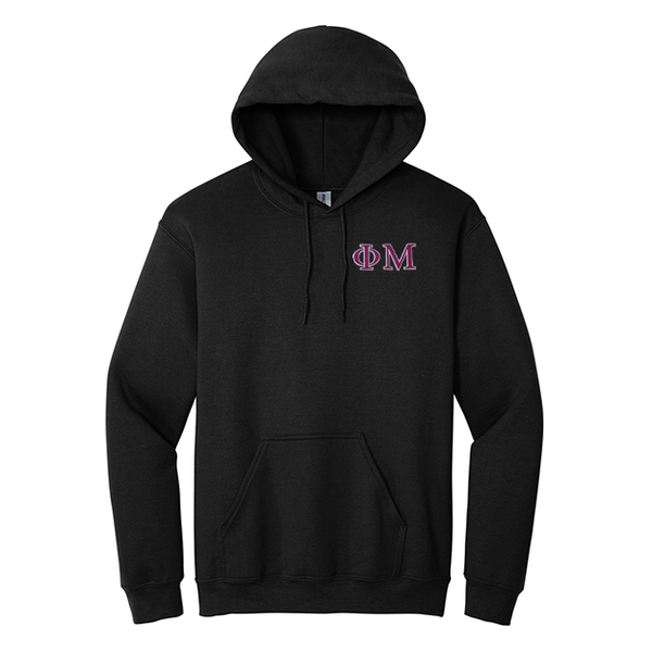 Phi Mu Sorority Embroidered Greek Letters Gildan Hoodie