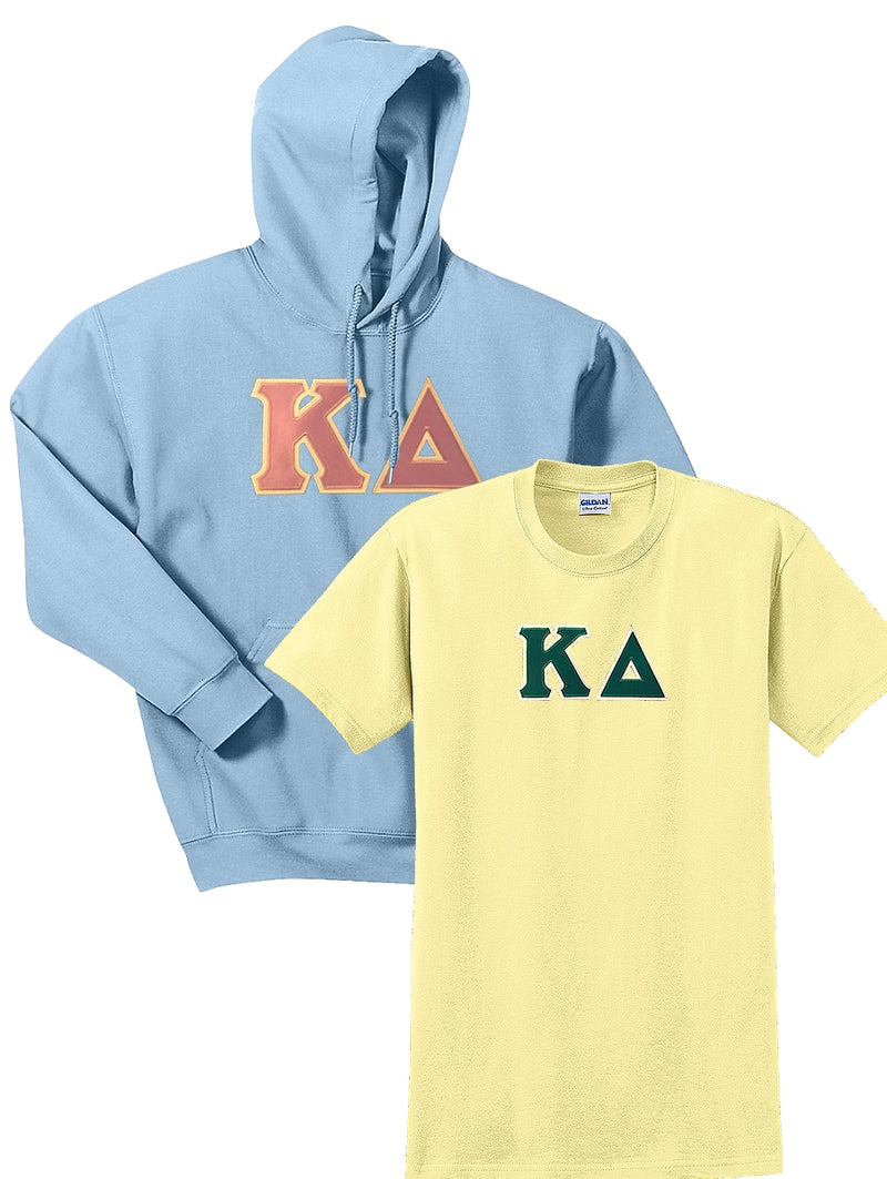 Sorority Greek Letter Gildan T-shirt Hoodie Package Satin Stitch