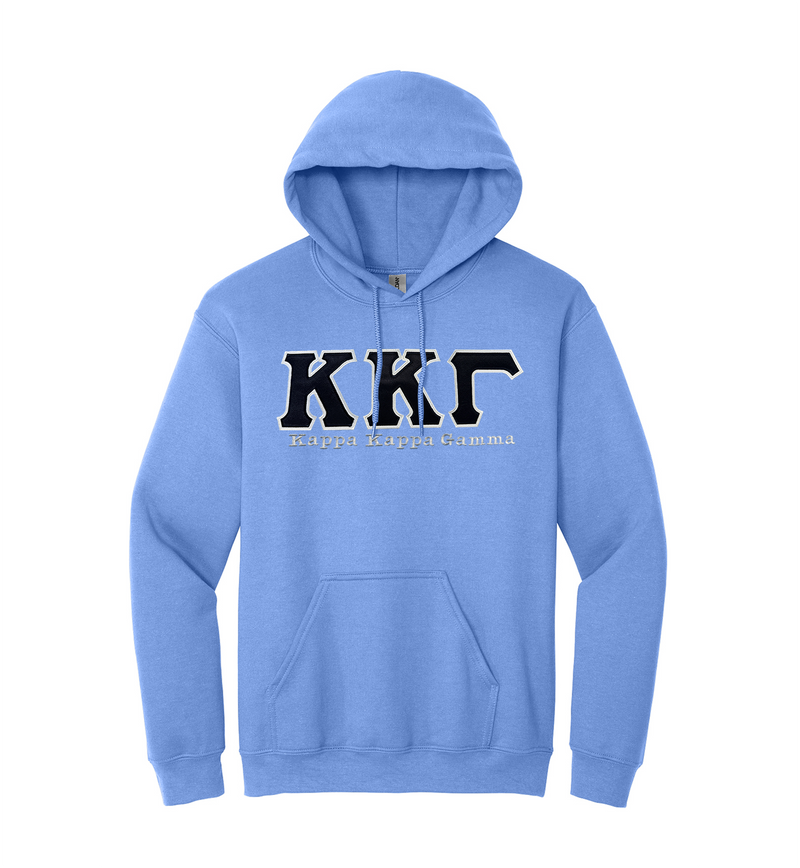 Sorority Greek Letter Gildan Hooded Sweatshirt With Additional Embroidery