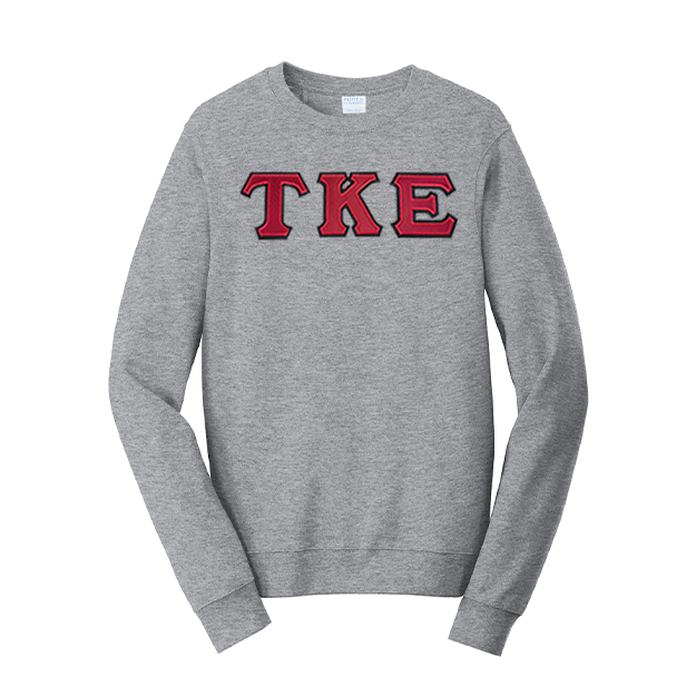 Premium Tau Kappa Epsilon Satin Stitch Sewn on Greek Letter Fan Favorite Port and Company Crewneck Sweatshirt