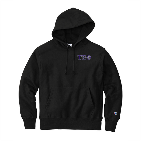 Tau Epsilon Phi Fraternity Champion Reverse Weave Embroidered Greek Letter Hoodie