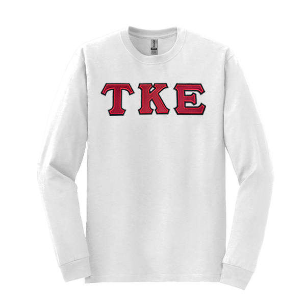 Tau Kappa Epsilon Fraternity Sewn on Greek Letter Gildan Long Sleeve T-shirt