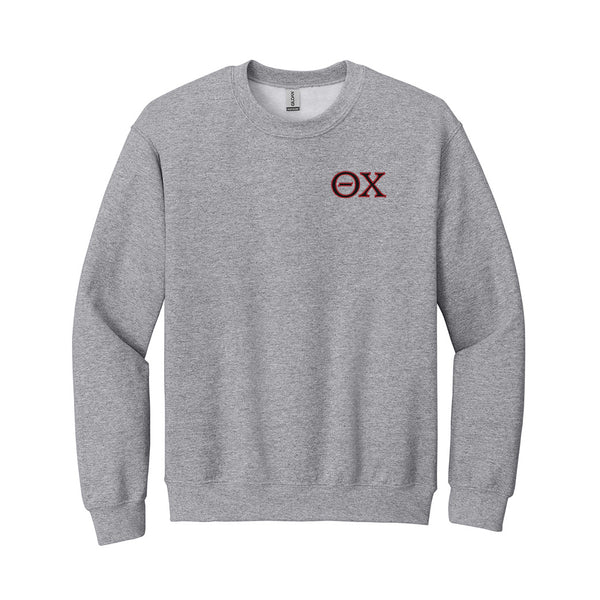 Wear your Theta Chi letters with character on this finely embroidered Gildan crewneck sweatshirt. Your esteemed Theta Chi Greek letters are meticulously embroidered for a classic and strong look.