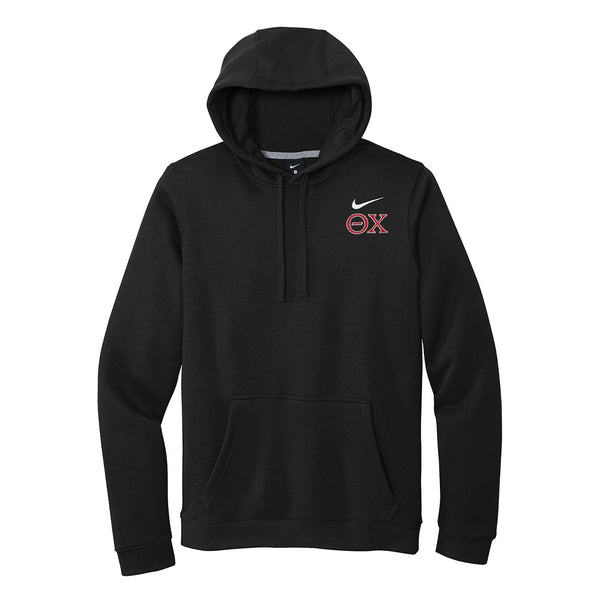 Represent your Theta Chi affiliation with this sharp Nike hoodie, showcasing small embroidered Greek letters. Your distinguished Theta Chi Greek letters will be neatly embroidered for a polished look.