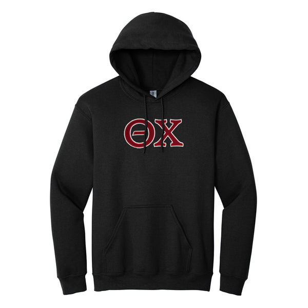 Represent your Theta Chi affiliation with sharp, classic style in this Gildan hoodie. It showcases your distinguished Theta Chi Greek letters meticulously sewn on with tackle twill.