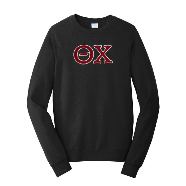 Represent your Theta Chi affiliation with this premium Fan Favorite Port &amp; Company crewneck sweatshirt. Your distinguished Theta Chi Greek letters are displayed in a high-quality satin stitch for a polished and lasting look for your fraternity