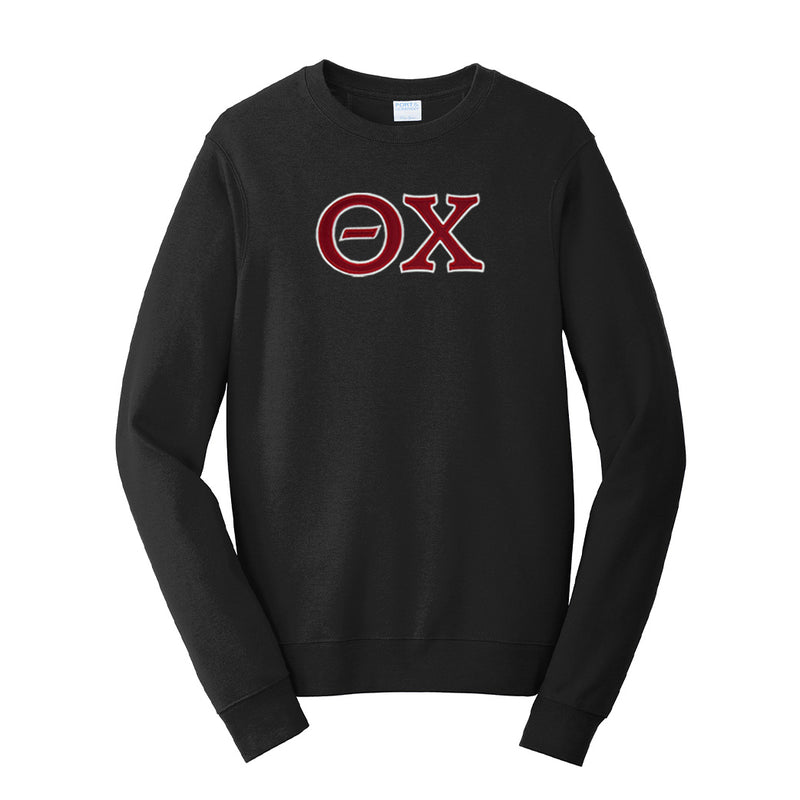 Represent your Theta Chi affiliation with this premium Fan Favorite Port &amp; Company crewneck sweatshirt. Your distinguished Theta Chi Greek letters are displayed in a high-quality satin stitch for a polished and lasting look for your fraternity