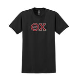 Represent your Theta Chi brotherhood with this classic and principled Gildan t-shirt. It showcases your distinguished Theta Chi Greek letters meticulously sewn on.