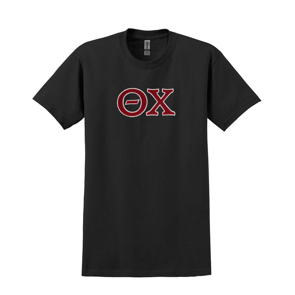Represent your Theta Chi brotherhood with this classic and principled Gildan t-shirt. It showcases your distinguished Theta Chi Greek letters meticulously sewn on.