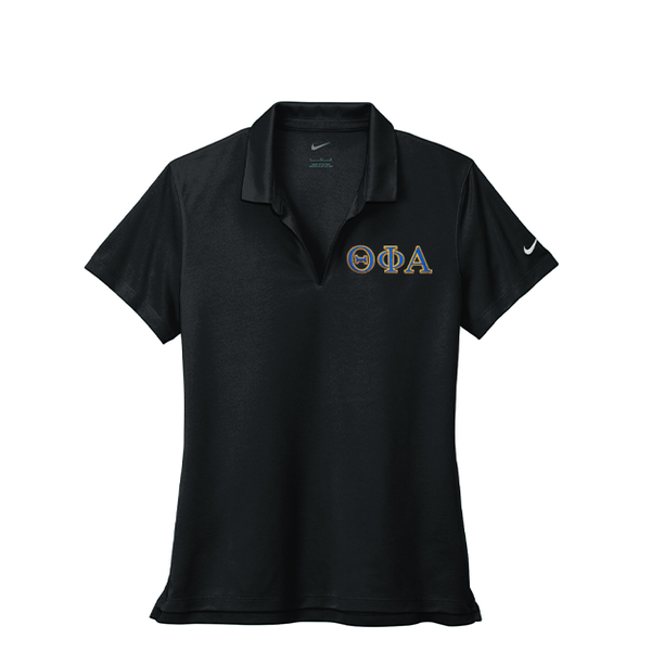 Theta Phi Alpha Sorority Nike Ladies Dri-FIT polo with embroidered Greek letters