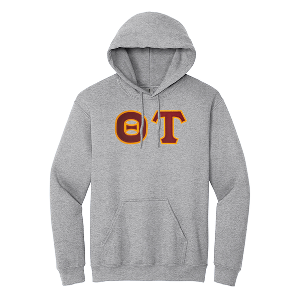 Theta Tau Fraternity Sewn on Greek Letter Gildan Hoodie
