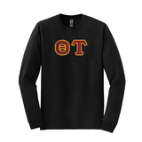 Theta Tau Fraternity Sewn on Greek Letter Gildan Long Sleeve T-shirt