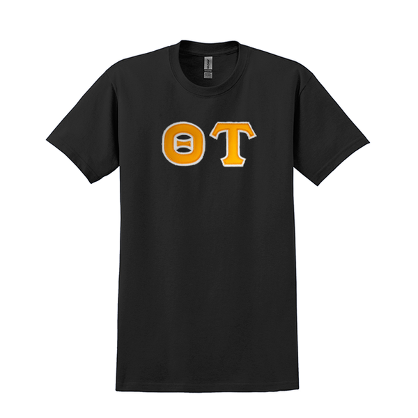 Theta Tau Fraternity Sewn on Greek Letter Gildan T-shirt