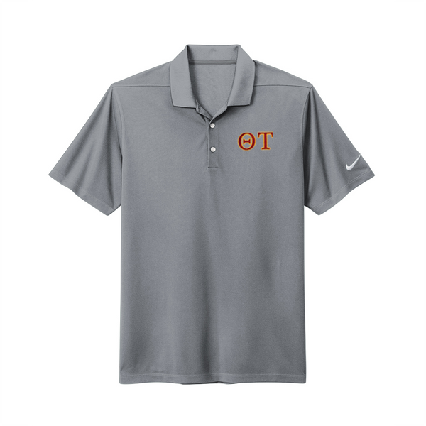 Display your Theta Tau connection with this quality embroidered Nike polo. Your dedicated ΘΤ Greek letters are neatly embroidered on the left chest for a distinguished presentation.
