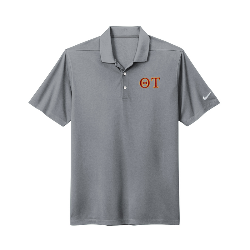 Display your Theta Tau connection with this quality embroidered Nike polo. Your dedicated ΘΤ Greek letters are neatly embroidered on the left chest for a distinguished presentation.