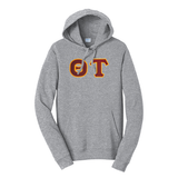 Premium Theta Tau Fraternity Satin Stitch Sewn on Greek Letter Fan Favorite Port and Company Hoodie