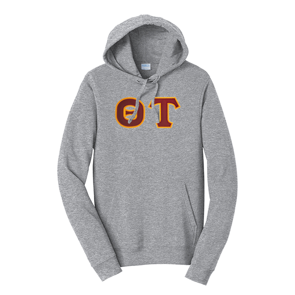 Premium Theta Tau Fraternity Satin Stitch Sewn on Greek Letter Fan Favorite Port and Company Hoodie