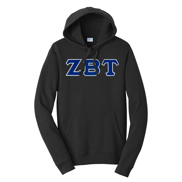 Premium Zeta Beta Tau Fraternity Satin Stitch Sewn on Greek Letter Fan Favorite Port and Company Hoodie