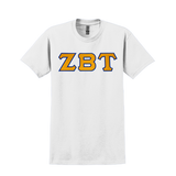 Zeta Beta Tau Fraternity Sewn on Greek Letter Gildan T-shirt