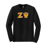 Zeta Psi Fraternity Sewn on Greek Letter Gildan Long Sleeve T-shirt