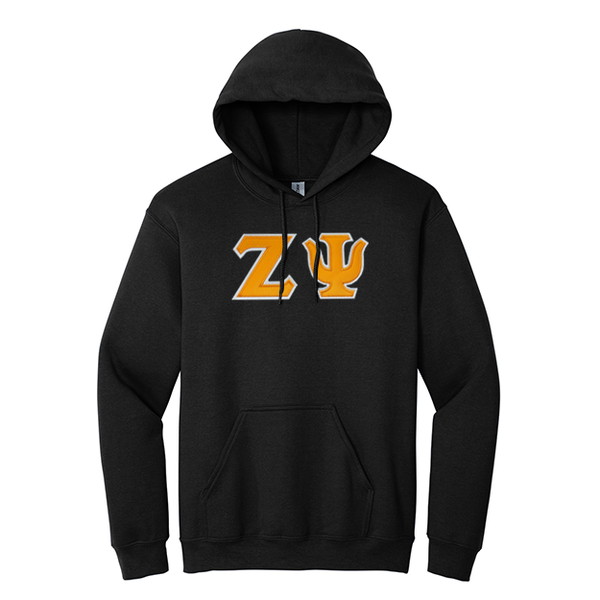 Zeta Psi Fraternity Sewn on Greek Letter Gildan Hoodie