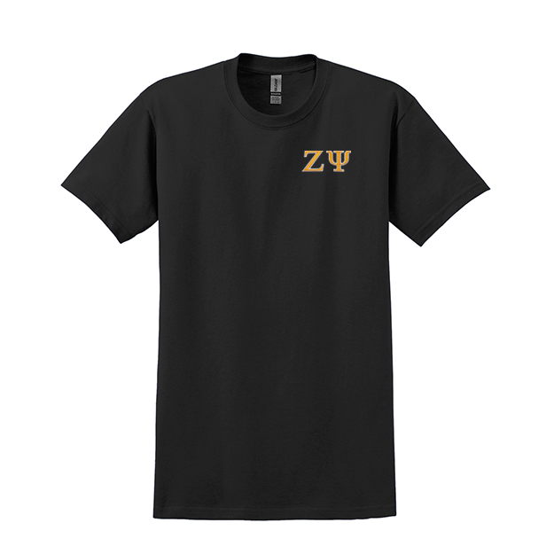 Zeta Psi Fraternity Embroidered Greek Letter Gildan T-shirt