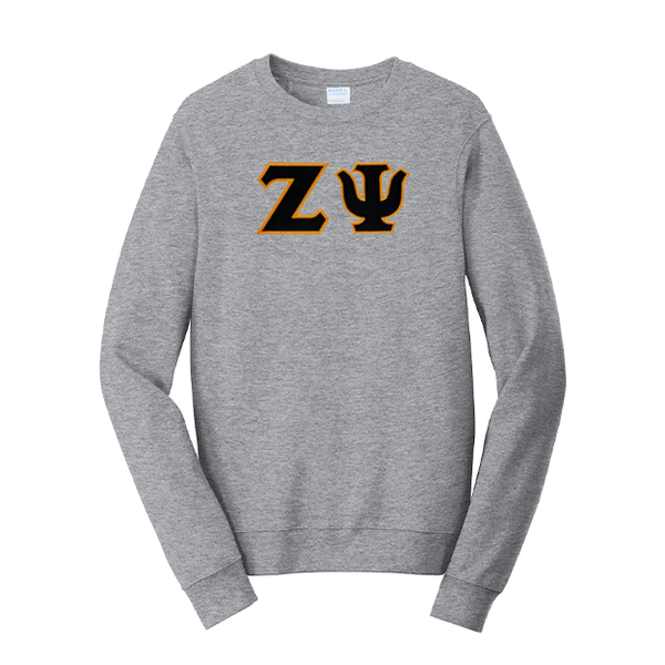 Premium Zeta Psi Satin Stitch Sewn on Greek Letter Fan Favorite Port and Company Crewneck Sweatshirt