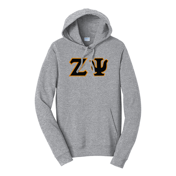 Premium Zeta Psi Fraternity Satin Stitch Sewn on Greek Letter Fan Favorite Port and Company Hoodie