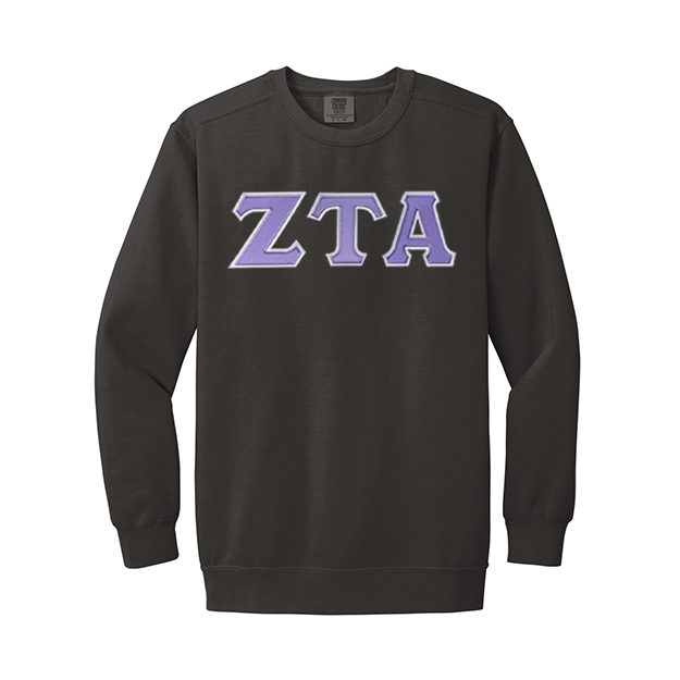 Zeta Tau Alpha Sorority Comfort Colors Greek Letter Crewneck Sweatshirt