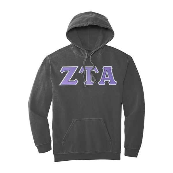 Zeta Tau Alpha Sorority Comfort Colors Greek Letter Hooded Sweatshirt