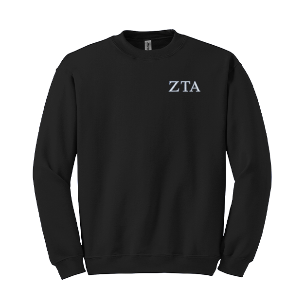 Zeta Tau Alpha Sorority Embroidered Greek Letter Gildan Crewneck Sweatshirt.