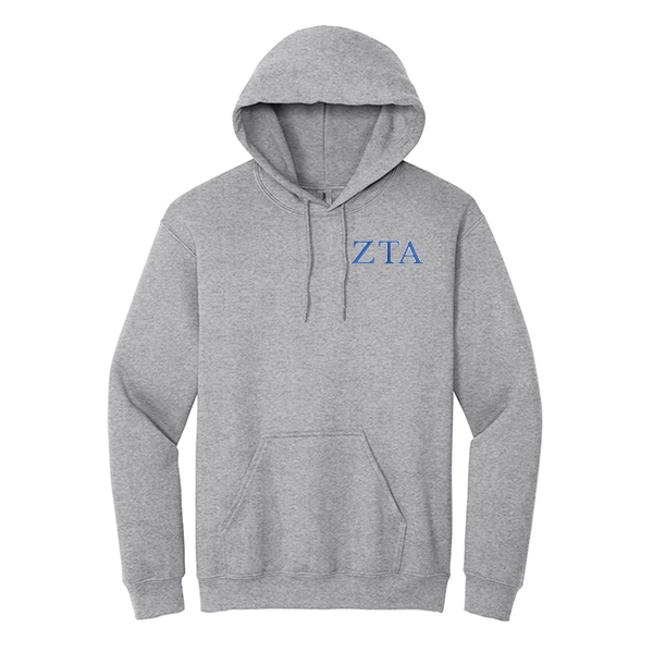 Zeta Tau Alpha Sorority Embroidered Greek Letters Gildan Hoodie