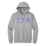 Zeta Tau Alpha Sorority Sewn on Greek Letter Gildan Hoodie