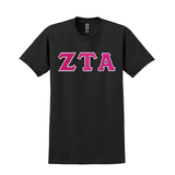 Zeta Tau Alpha Sorority Sewn on Greek Letter T-shirt