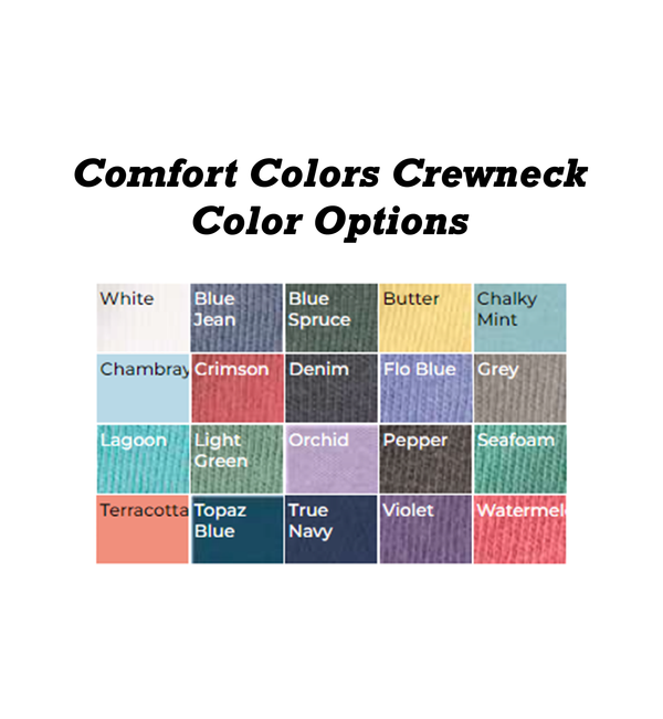Sorority Comfort Colors Embroidered Greek Letter Outline Crewneck Sweatshirt color options