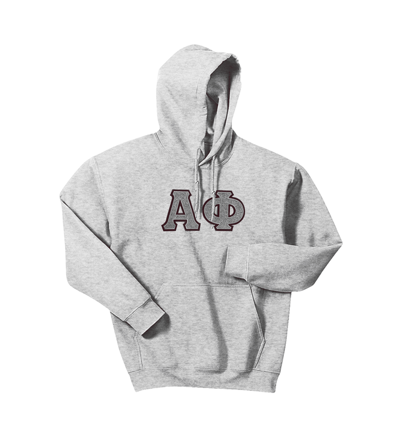 Glitter / Fabric Sewn on Greek Letters Gildan Hoodie